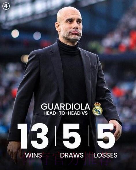 优势明显!瓜帅执教生涯23次对阵皇马 13胜5平5负
